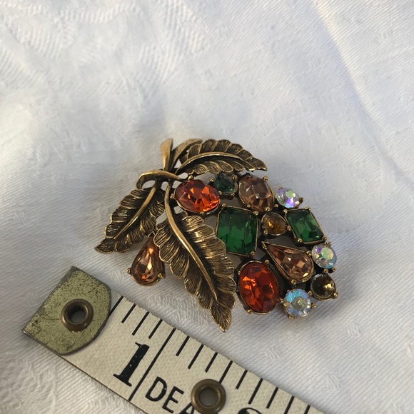 Vintage Leaf Brooch Green/Brown - Picture 8 of 9